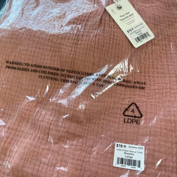 Marine Layer Jude Flutter Sleeve Tank Rosette Pink Large NWT - Picture 5 of 7